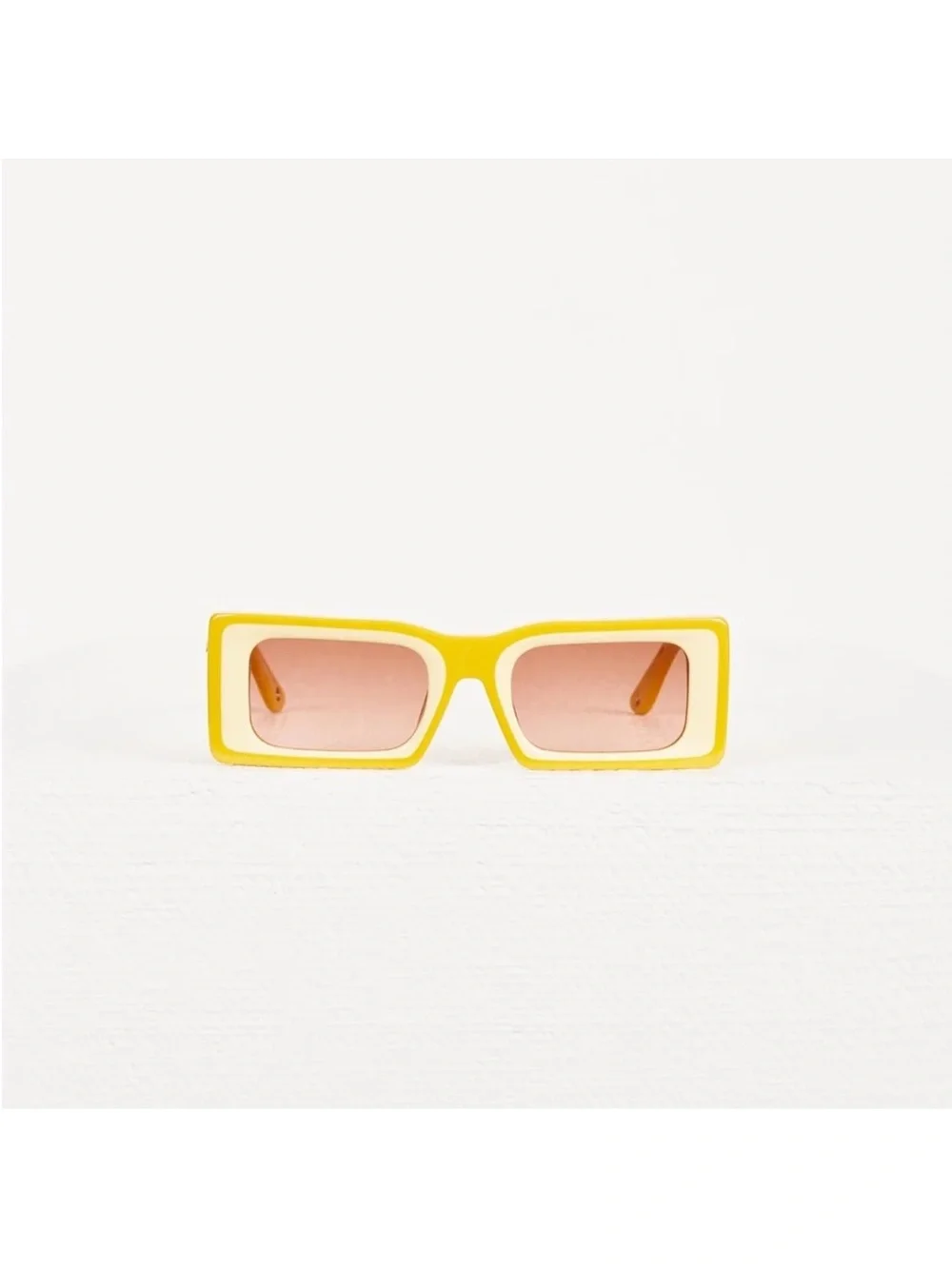 cult gaia Yellow Rectangular Sunglasses with Brown Lenses